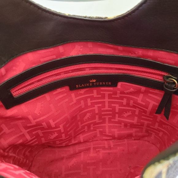 Elaine Turner Safari Giraffe Print Raffia Faux Turquoise Double Handled Handbag - Picture 6 of 9